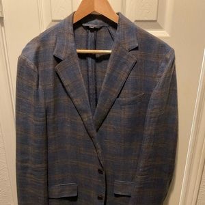 Mens Bonobos Light Weight Blue/Brown Blazer 42L Slim Fit